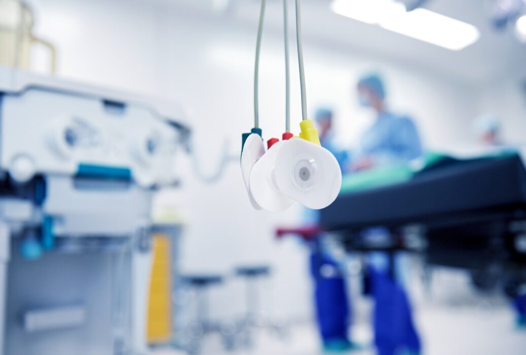 electrodes at hospital ward or operating room
